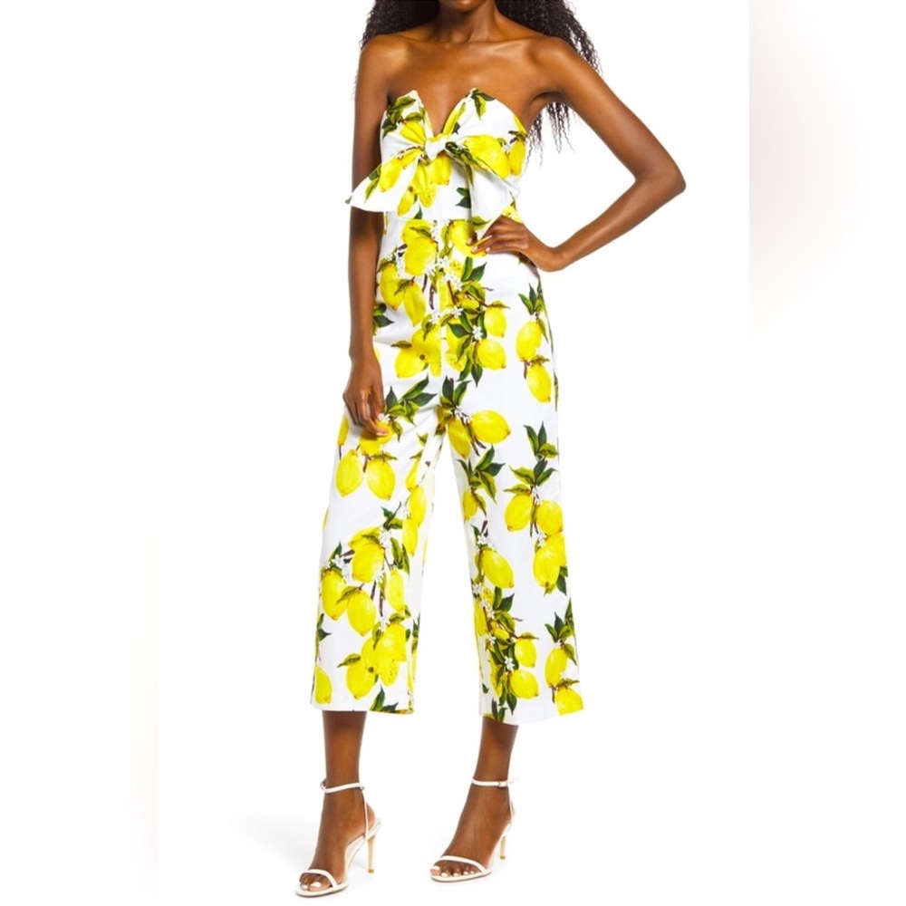 NWT English Factory Lemon Print Strapless Jumpsuit